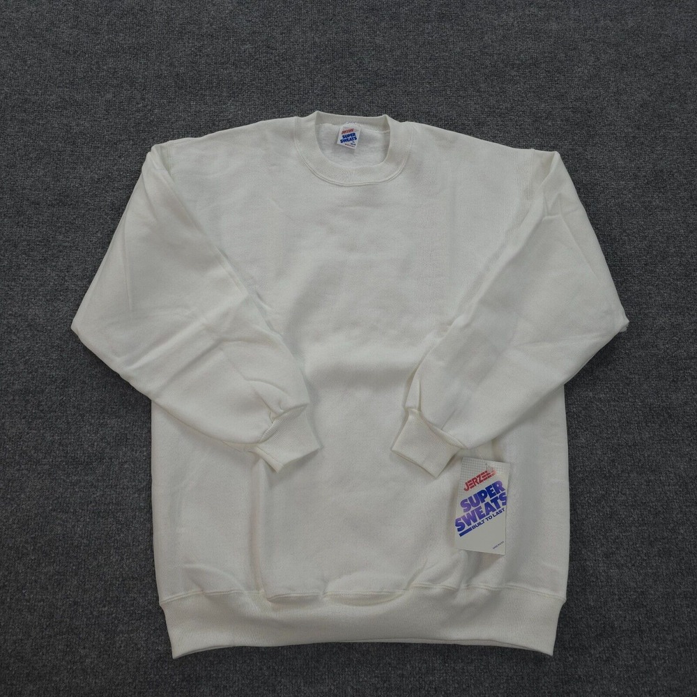Jerzees White Crewneck Sweatshirt Classic Design